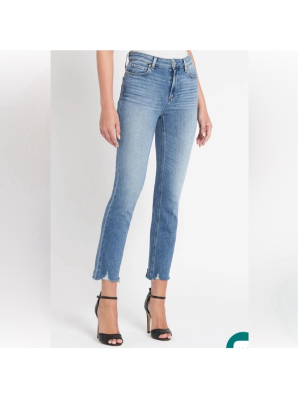 Paige straight leg Cindy jeans Mel destroyed hem denim classic trendy sz 32